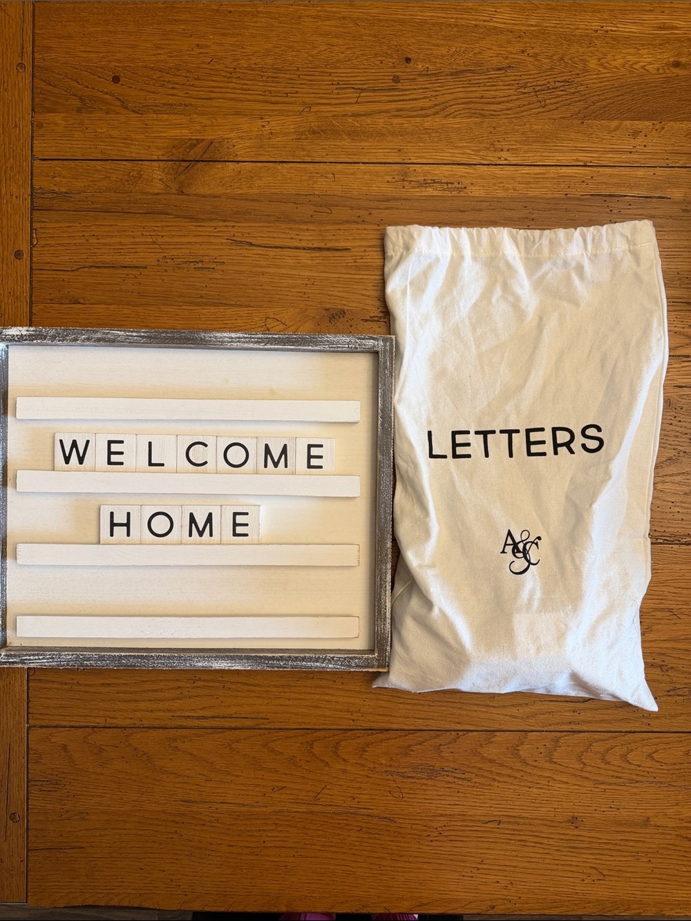 Letter Board Sign with 'Welcome Home' Tiles and Storage Bag